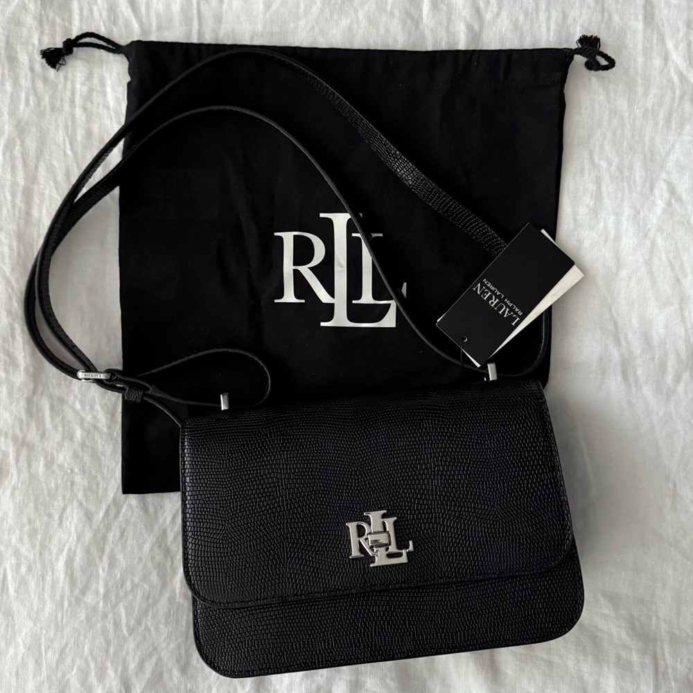 ๐ NWT 100% Authentic Ralph Lauren Lizard-Embossed Sophee Leather Bag - Picture 6 of 14